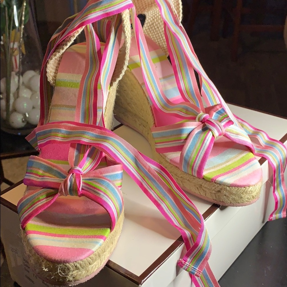 Coach multicolor ribbon espadrille size 7